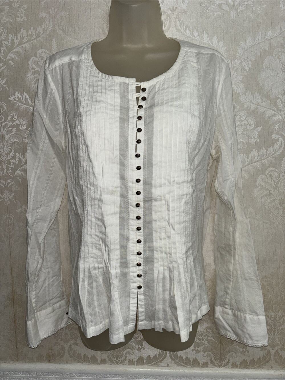 Anthropologie Maeve 100% Cotton Button Front Long Sleeve Top Size M